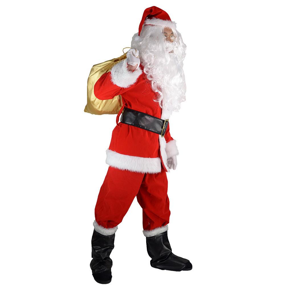 Elegant And Versatile Santa Claus Costume Made From Soft Velvet Fabric For Christmas Fun