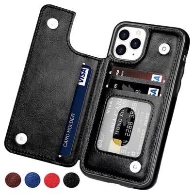 Leather Retro Card Holder Flip Cover for iPhone 11 12 13 14 15 16 Pro Max Mini Wallet Case XR X XS Max 8 7 Plus SE 16e