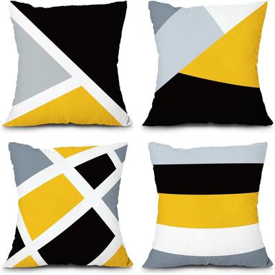 Geometric Color Block Pillowcase Modern Minimalist Bedroom Sofa Decorative Cushion Cover with Zipper Pillowcase