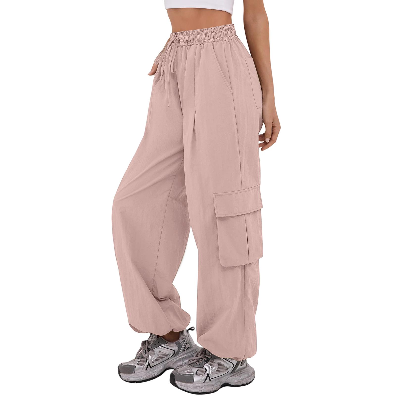 

Женские повседневные брюки Брюки карго Брюки для хайкинга на резинке с карманами Легкие мешковатые брюки XL розовый