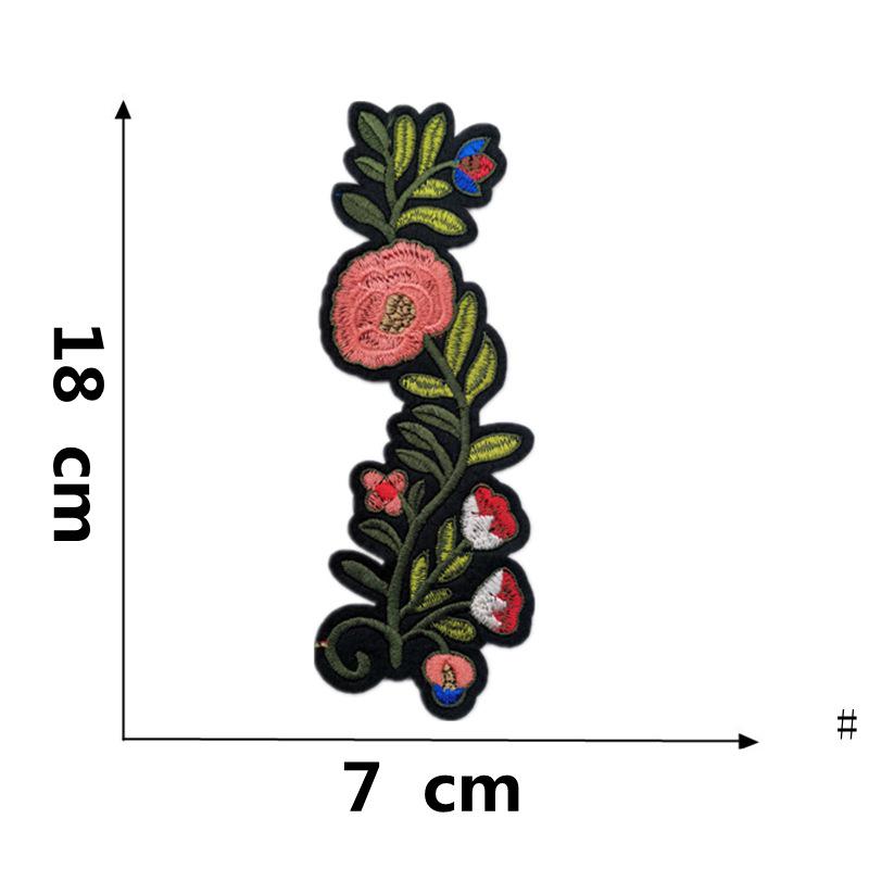 Rose Plum Blossom Embroidered Iron-On Fabric Patch for Clothing Decoration