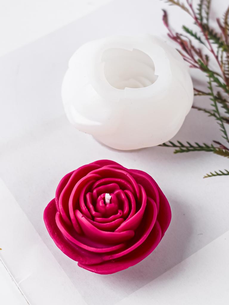 3D Ros Blomma Doftljus Silikonform DIY Pion Handgjord Tvål Gips Choklad Bakning Hantverk Gjutformar Heminredning Gåva