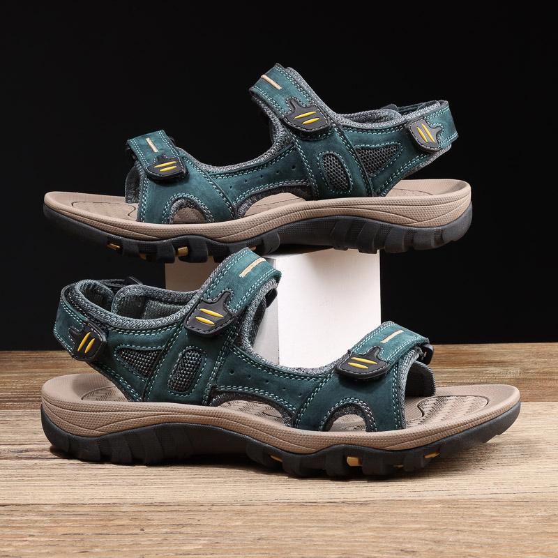 Store Ægte Læder Herre Sandaler Sommer Herre Strand Sandaler Udendørs Sandaler Til Mænd
