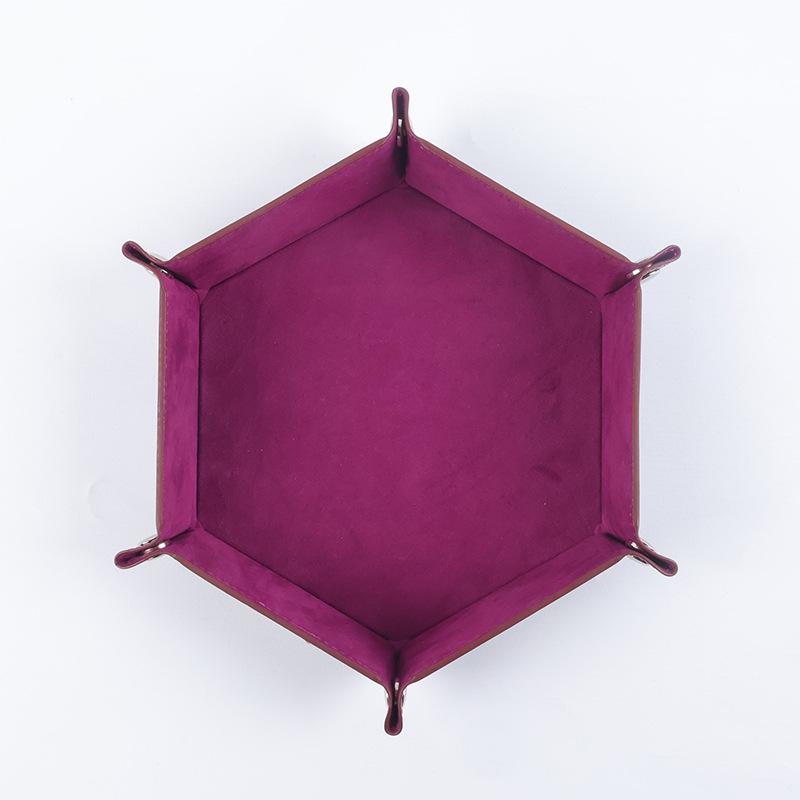 Hexagonal Velvet Foldable Dice and Storage Tray