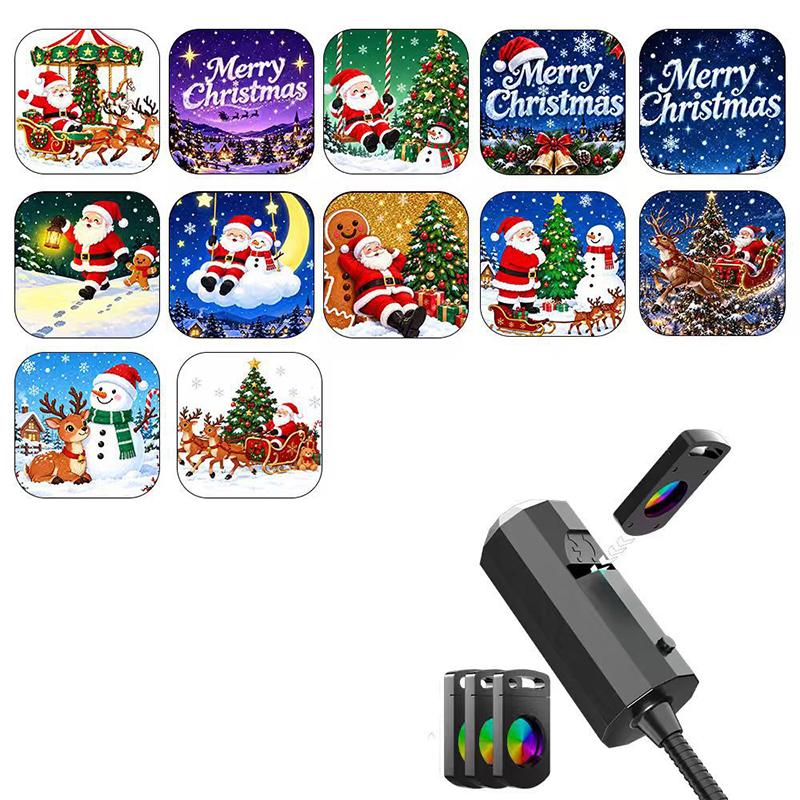Led Usb Projector Light Projection Patterns- Adjustable Santa Claus Snowman Tree Night Light For Christmas Decorations