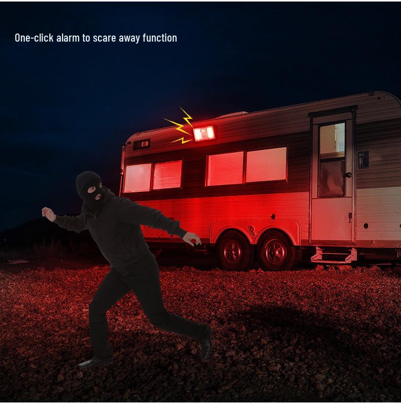 Solar Alarm Wall Light with Sound, Infrared Motion Sensor for RV, Camping, Courtyard, or Front Door Lighting