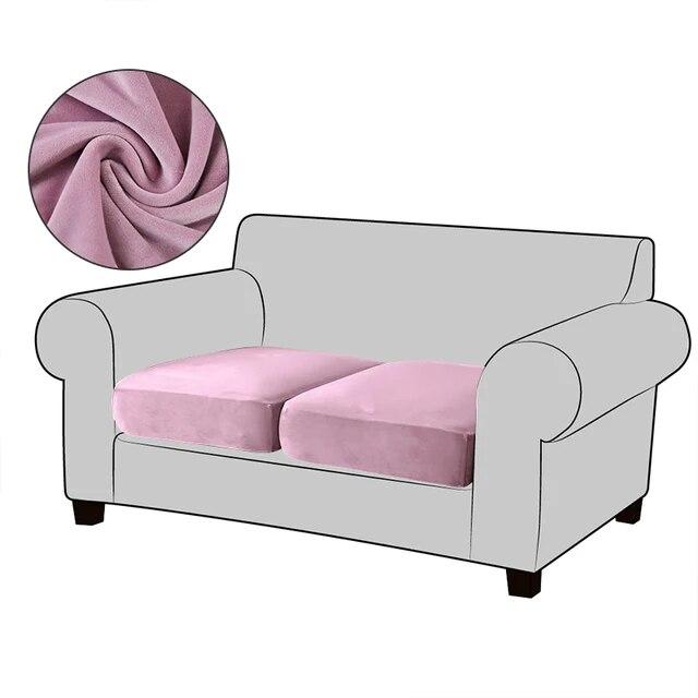 White Velvet Sofa Seat Cushion Cover Elastic for Living Room Corner Couch Cover Stretch Sofas Case Seat Slipcover 1/2/3/4 Seater