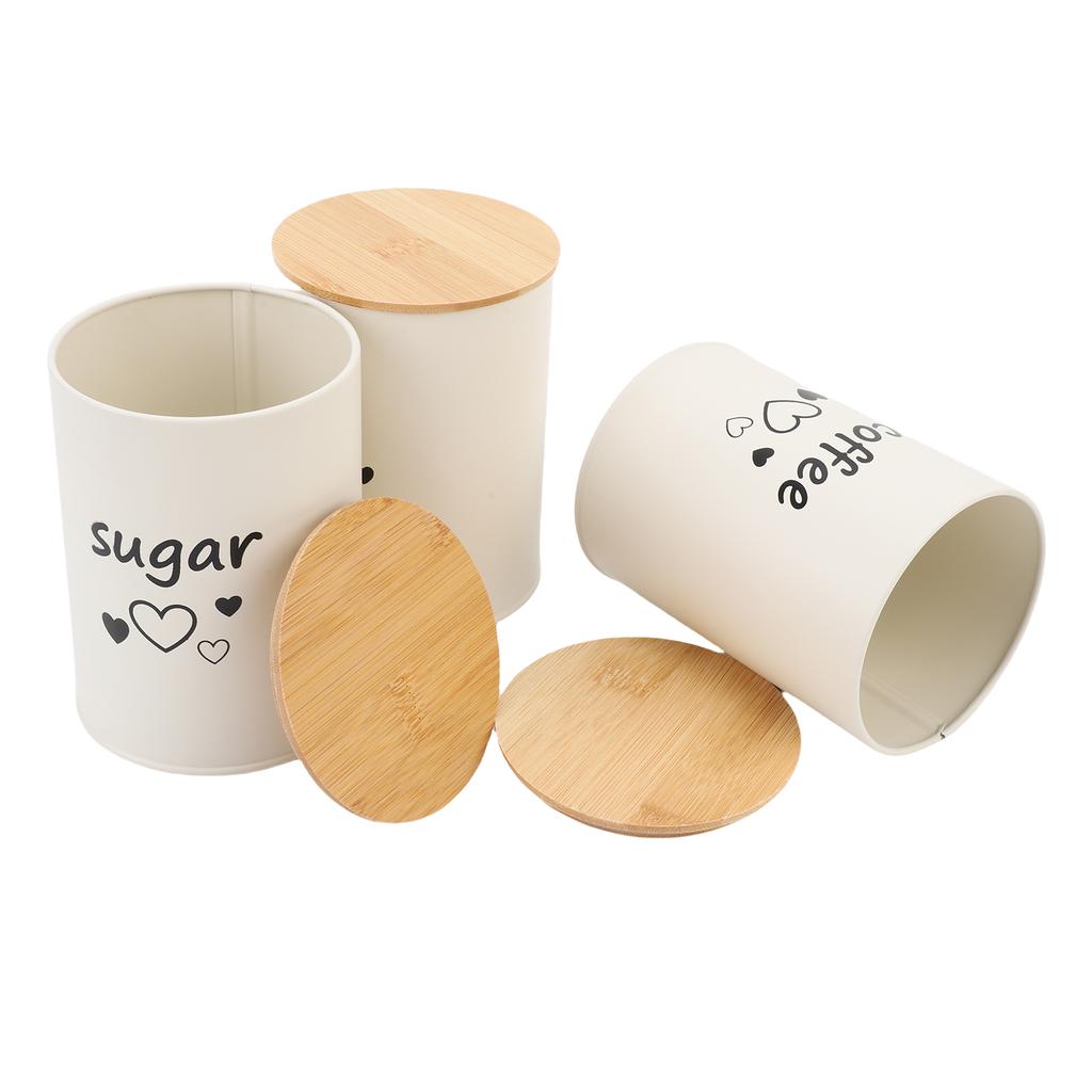 3PCS Airtight Coffee Canister Iron Coffee Bean Storage Container Food Canister Jar with Lid for Kitchen Tea Cereal