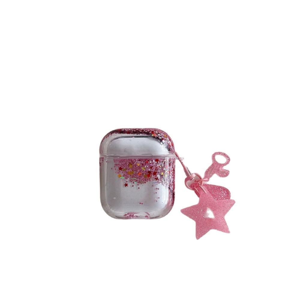 New AirPods Case with Liquid Glitter Sand & Handmade Pendant (Glitter Liquid, 3D Design, Cute Protective Cover)