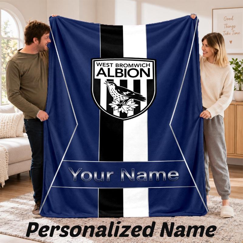 Custom Name West Bromwich Albion Flannel Throw Blanket Personalized Text Soft Blanket Bed Sofa Gift