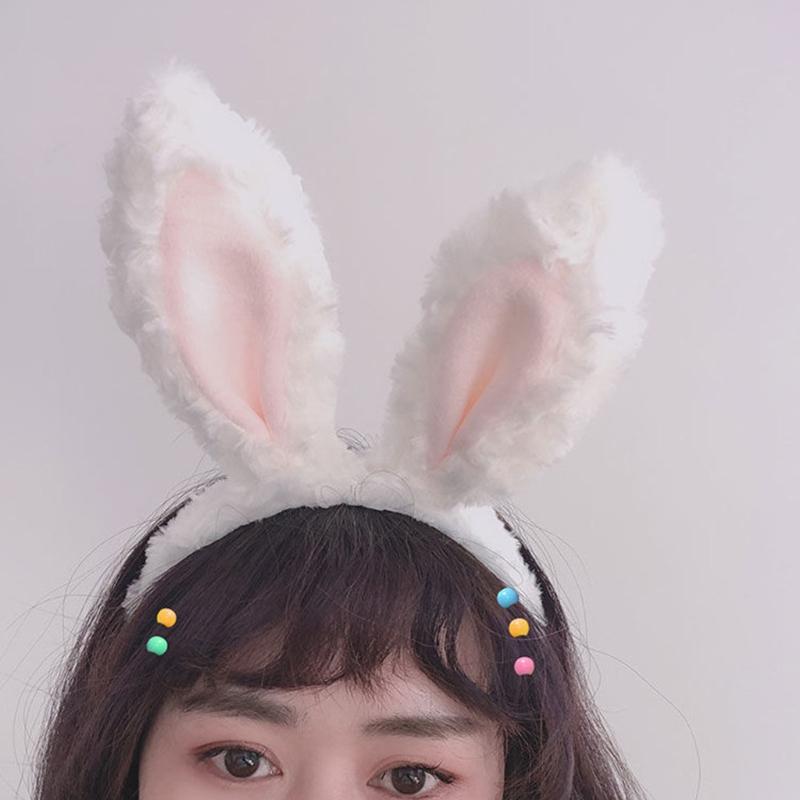 Soft Headband with Bunny Ears Plush Animal Hair Hoop Fluffy Easter Christmas Cosplay Cartoon Theme Party Costume