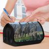 Packing Organizers 1pc Double Layer Flip Pencil Case - Dinosaur Herd In Prehistoric Land, Large Capacity, Portable Polyester Pen Storage Bag with Zipp