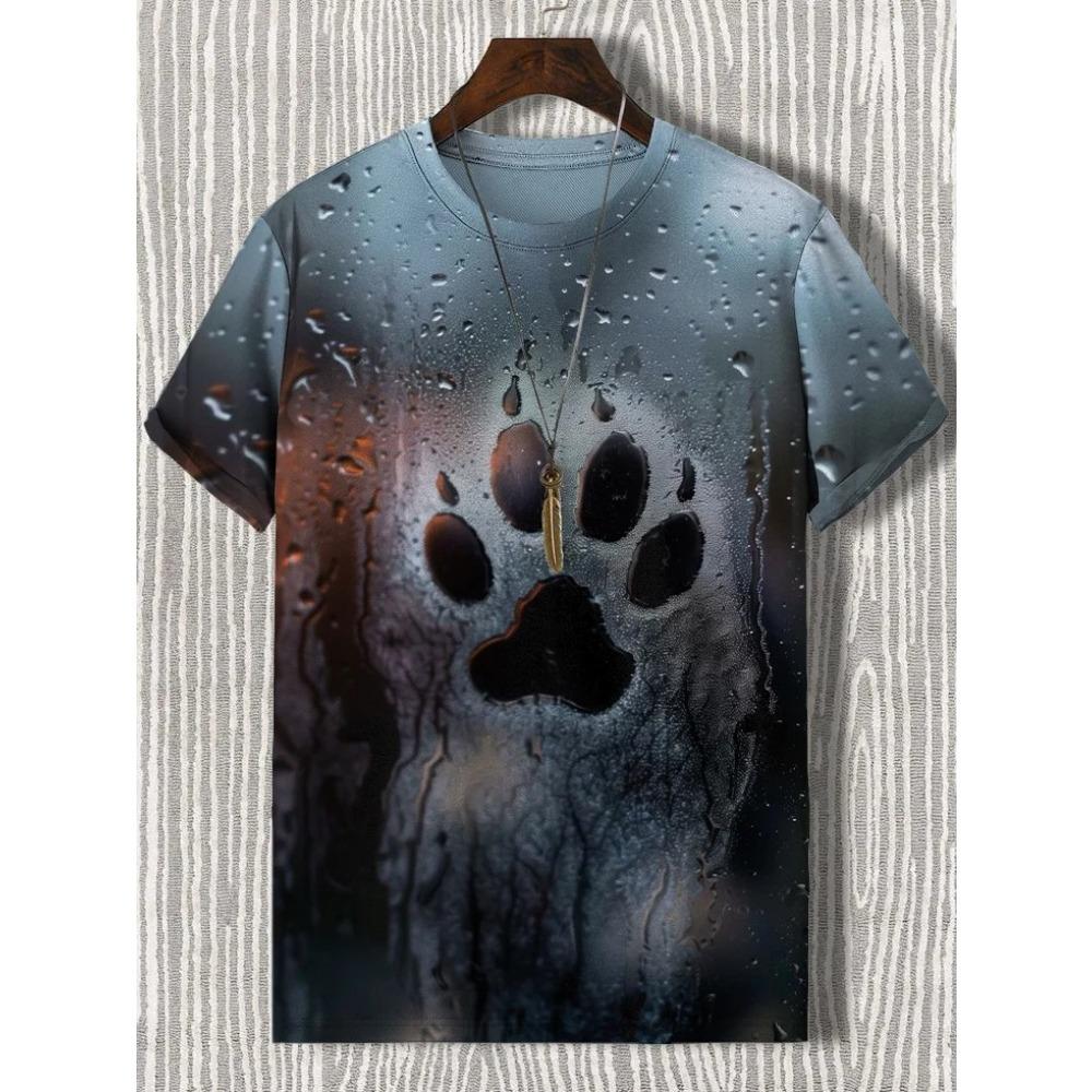 

2025 Мужские футболки с забавными рисунками животных, футболки с короткими рукавами, топы с 3D-принтами, рубашки с круглым вырезом, летняя повседневная мужская одежда 5XL