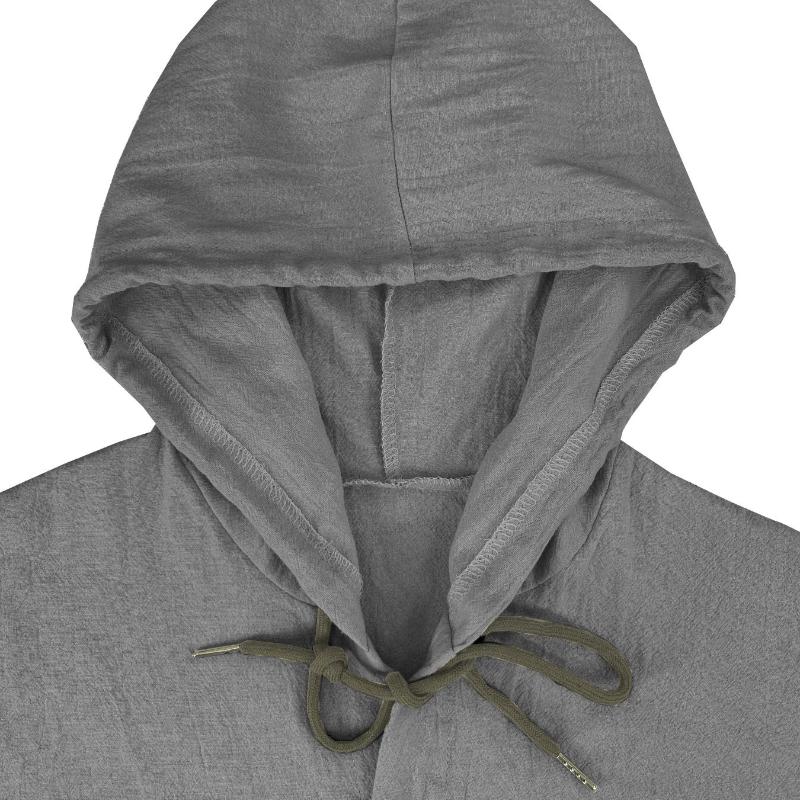 Spring and Summer Long Sleeve Men's Casual Shirt European Style Hooded Top Button Loose Shirt