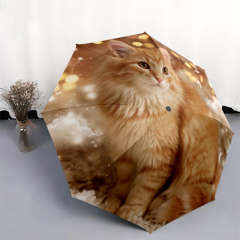1 Pezzo Ombrello Pieghevole Automatico - Fantasia Gatto Carino, Design Portatile e Pieghevole con 8 Stecche, Regali di Natale e Compleanno