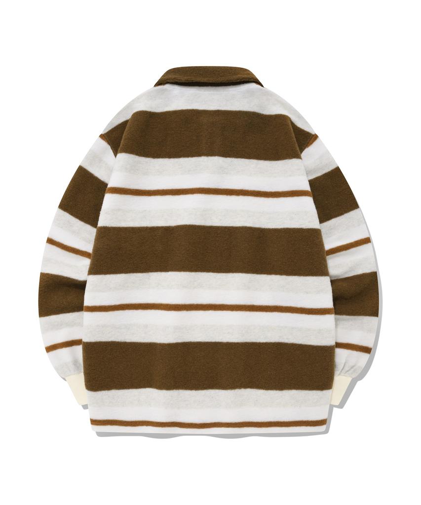 COVERNAT Striped Collar Knit Brown