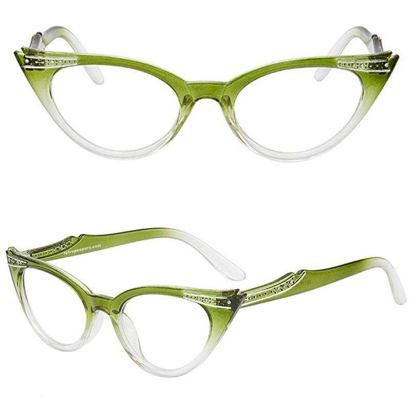 

Очки для чтения «кошачий глаз» с бриллиантами для мужчин и женщин, винтажные очки в леопардовой оправе, очки для дальнозоркости +2.0 зелёный