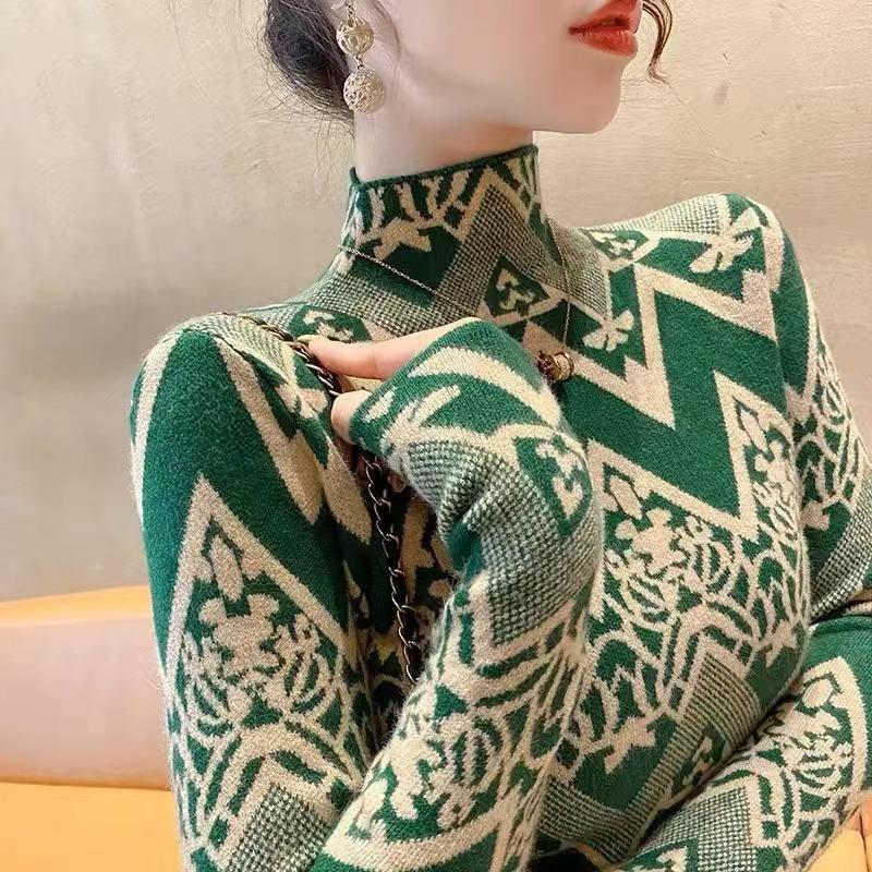 Пуловер з напіввисоким коміром, трикотажний базовий светр, жіночий, осінньо-зимовий, новий, приталеного крою, з відчуттям дизайну, модний трикотажний светр