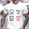 Oversized Men T Shirt Check Engine Oil Battery Print Harajuku Tshirt Hiphop Summer Streetwear Mechanic Repair Tshirt Y2k Top