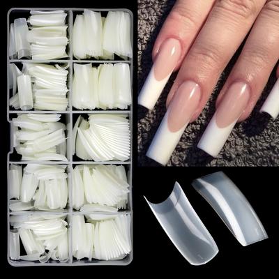 500 Stück künstliche Nägel, künstliche Vollabdeckung, gefälschte Tipps, Acryl, klare natürliche Nagelkapseln, französische Nagelverlängerung, Maniküre-Werkzeuge