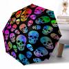 Rainbow Skulls A Colorful Pattern Of Spooky Skulls Portable Automatic Umbrella Compact 8Rib Lightweight Sturdy Construction For Outdoor Daily Use