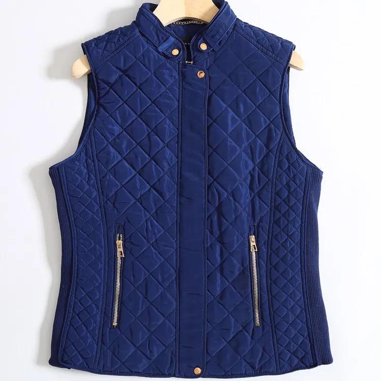 Gilet imbottito caldo da donna autunno/inverno, slim, con colletto alto, senza maniche, con cerniera, corto, casual, top