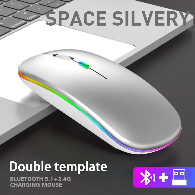 2.4G Bluetooth Mouse RGB Wireless Charging Mouse Luminous Ultra-Thin Silent Mute Mice USB Mause
