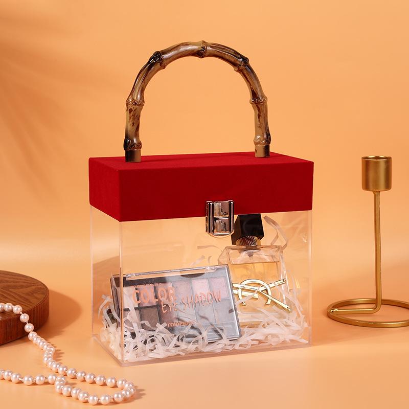 Cutie Cadou Elegantă din Acril Bambus: Ambalaj portabil creativ pentru cadouri de afaceri și de ziua de naștere