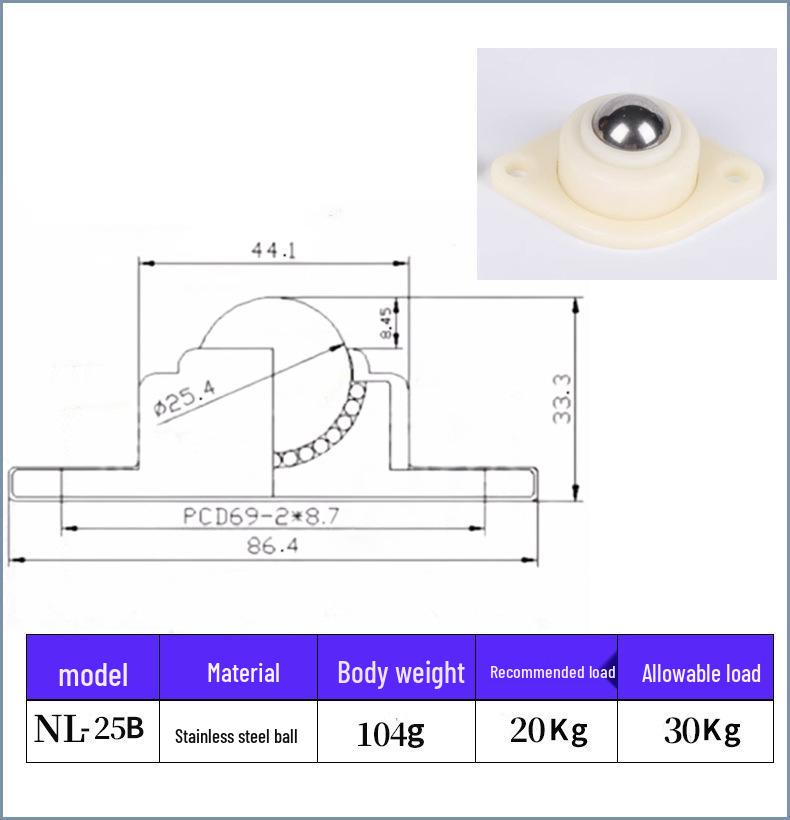 Engineering Plastic Nylon Omni-Directional Ball NL-25B Conveyor Bearing Accessory