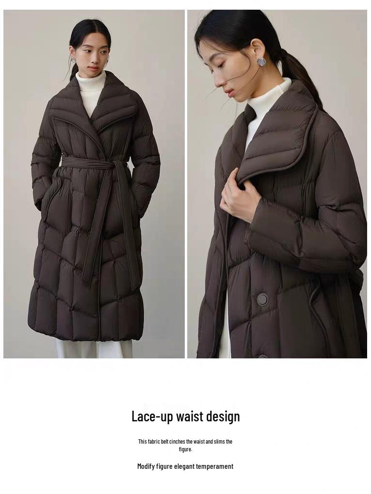 Yu Yan Women's 2025 High-End Long Goose Down Winter Coat - Elegant, Thick, and Stylish