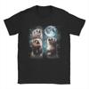 Mens TShirts 3 Ferret Moon Howling Ferret Head Funny Vintage 100 Cotton Tees Short Sleeve  T Shirts Crewneck Clothing Summer
