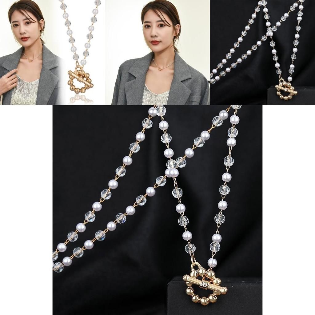 Stylish Geometric Pearl Crystal Choker Necklace For Unisex Fashion Accessories