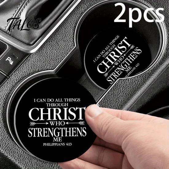 Talos 2PCS Car Coasters, Decorative Silicone Non-Slip Auto Accessories, Reusable Stain-Resistant Thermal Pads, for Home Bar Kitchen