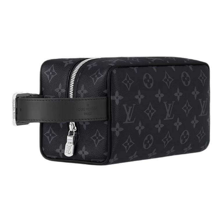 Louis Vuitton Borsa da toilette con cerniera in tela monogramma da uomo Nera M83113