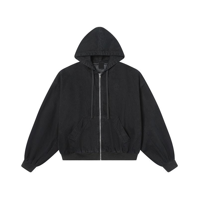 

Spring and autumn American retro washed embroidered silhouette jacket for men and women 2025 spring new niche tops and coats tide M