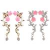 Rosa Rose Ohrstecker Manschette Elegante Blume Stecker Piercing Ohrring für Frauen Geschenk