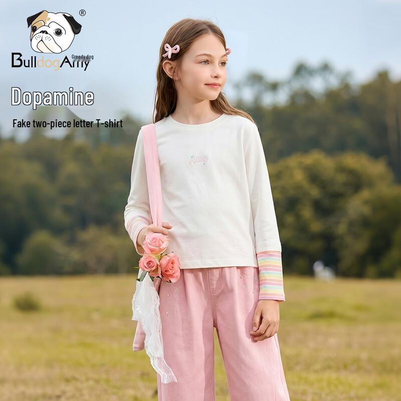 CHANZUIGOU Girls  Fake Two-Piece Letter Print Top 140 cm