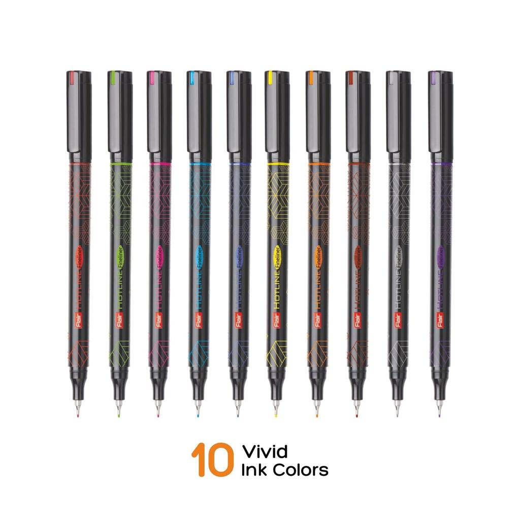 FLAIR Hotline Fineliner Pens 0.7-1 Mm Multicolor Set for Sketching Journaling Doodling and Outline Art