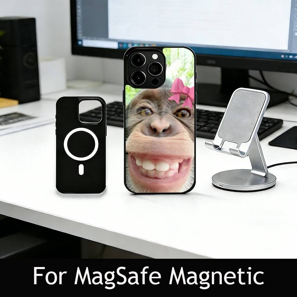 C-Cute F-Funny Monkey Phone Case For iPhone17,16,15,14,13,12,11 Plus,Pro Magnetic with Magsafe Wireless Charging
