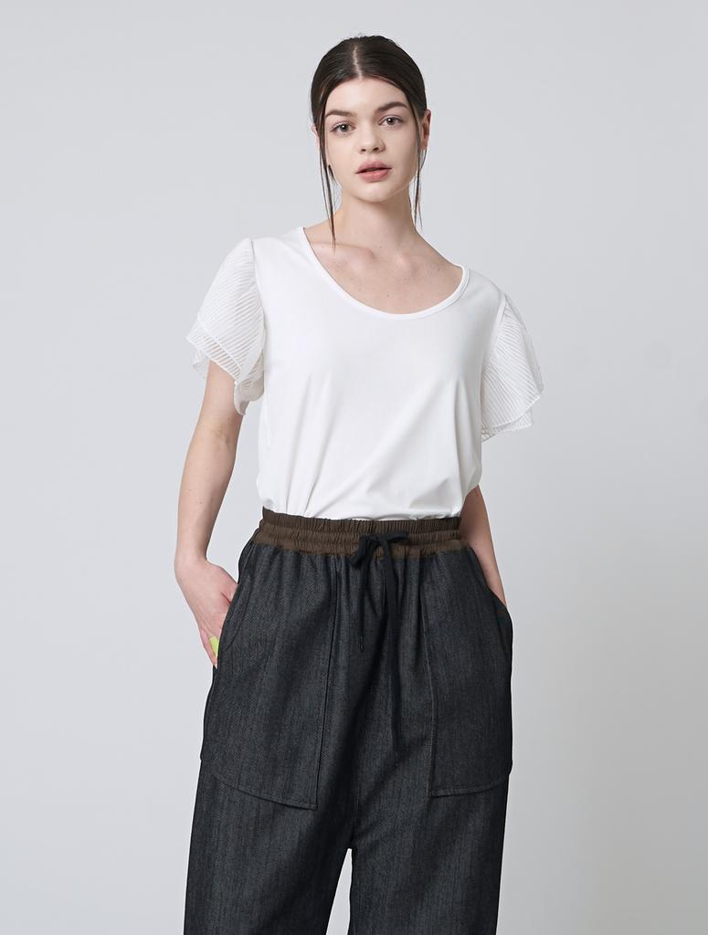 ATHPLATFORM Aw41Th02 See-Through Sleeve Top_White