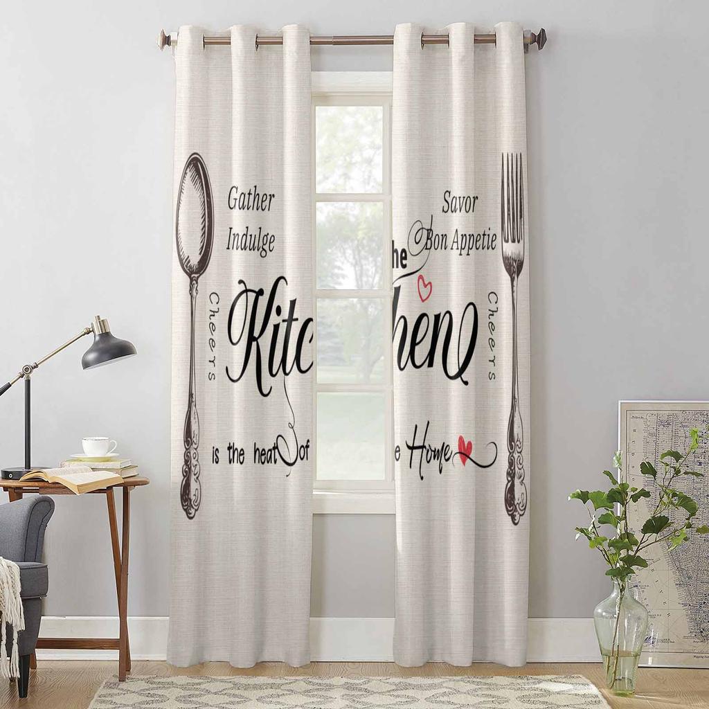 Kitchen Tool Spoon Window Curtains for Living Room Luxury Bedroom Curtain Kitchen Blinds Drapes Curtains