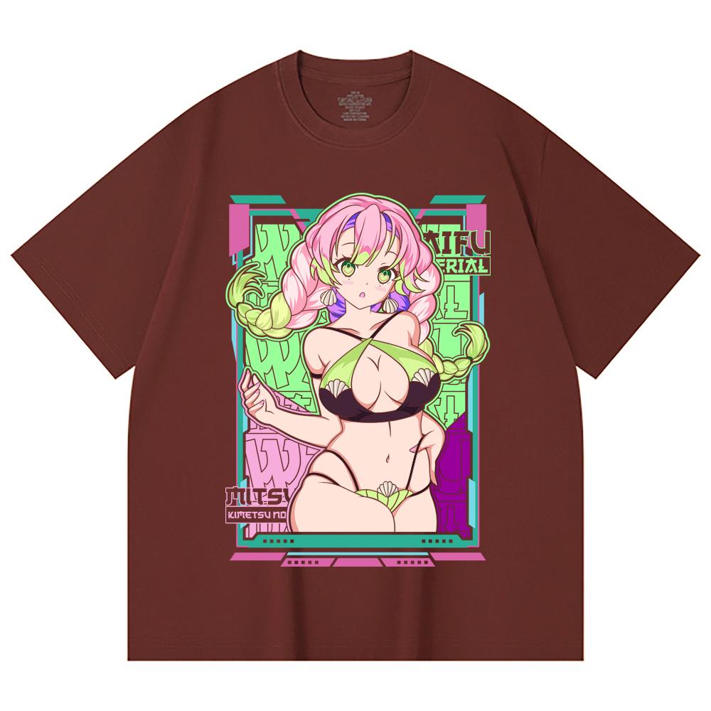 230 Gsm 100% Cotton Demon Slayer V53 Mitsuri Waifu Print Unisex Heavy Cotton T Shirt