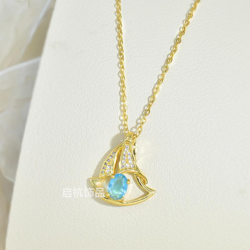 Naszyjnik Żagiel Damski Prosty Dojazdowy Osobowość Mikro-Inkrustowany Cyrkonią Zawieszka Ta Sama Biżuteria