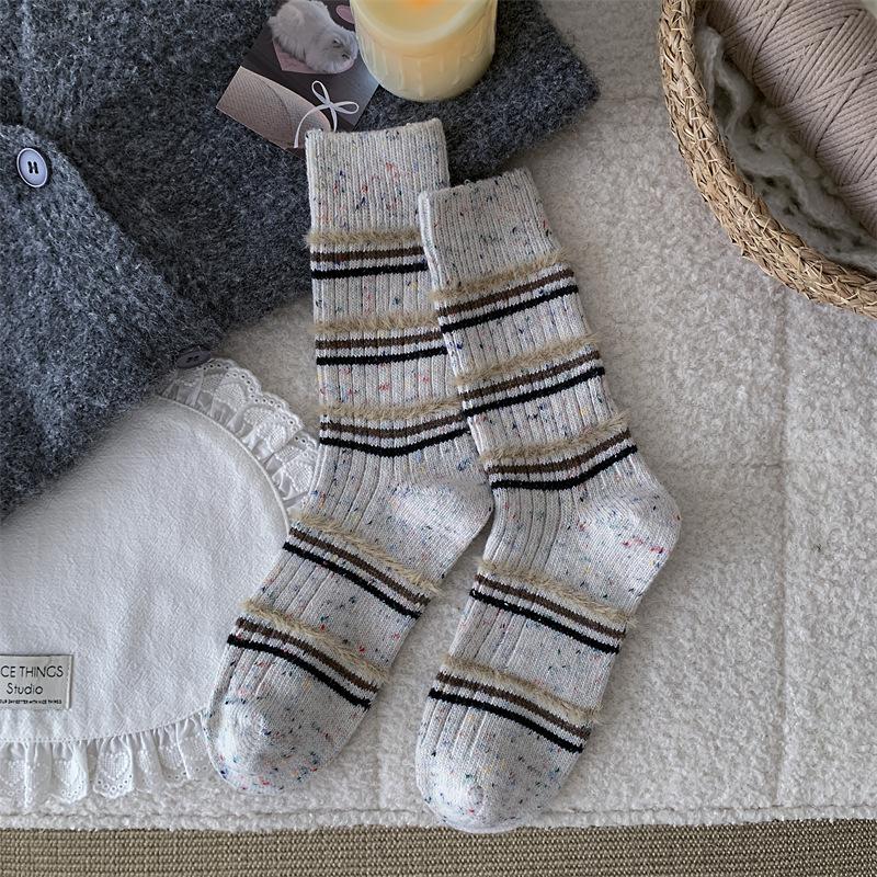 All-in-One Dünne Karte Floral Retro Mittelange Socken Mesh Atmungsaktiv Und Vielseitig Socken