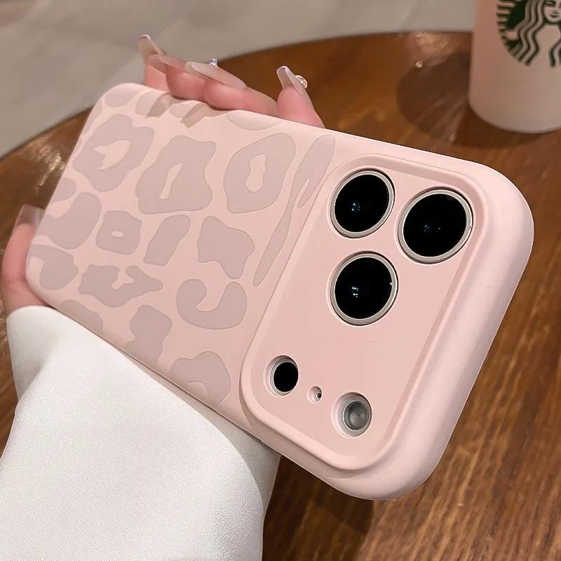 Official Liquid Silicone Leopard Pattern Phone Case For iPhone 17 16 Pro Max 17Pro Air Camera Protection Shockproof Soft Cover