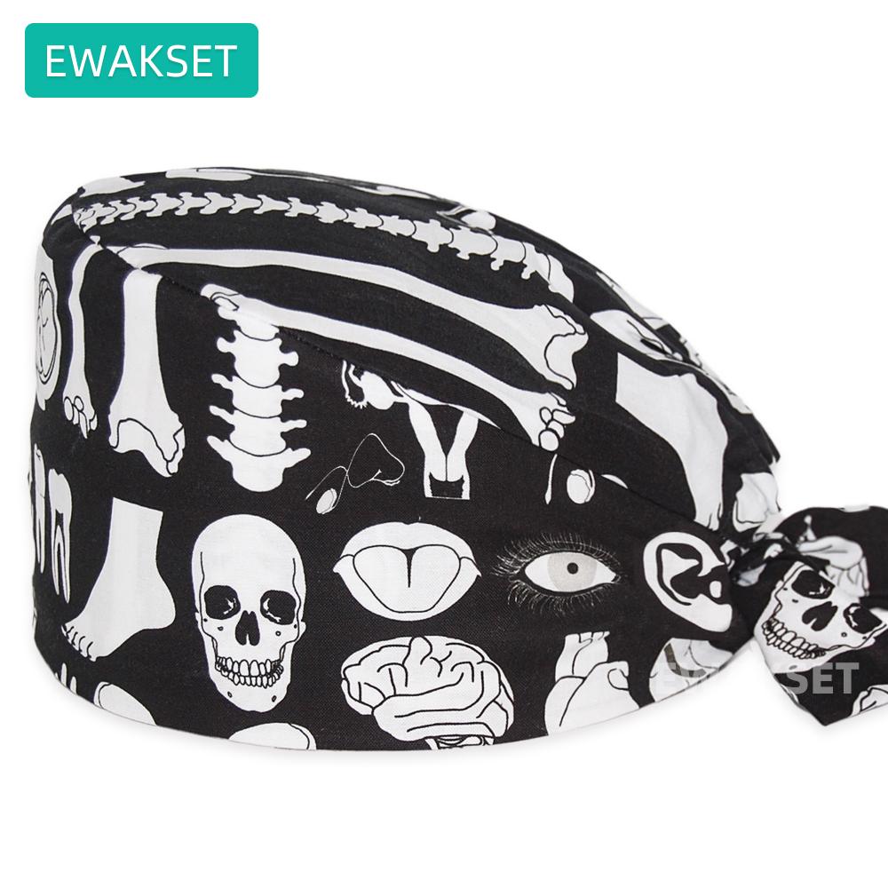 Mjuk skrubbmössa för kvinna man Tecknad ben ortopedi ossaturtryck klinik sjuksköterskehatt sjukhus operationssal kirurgimössor