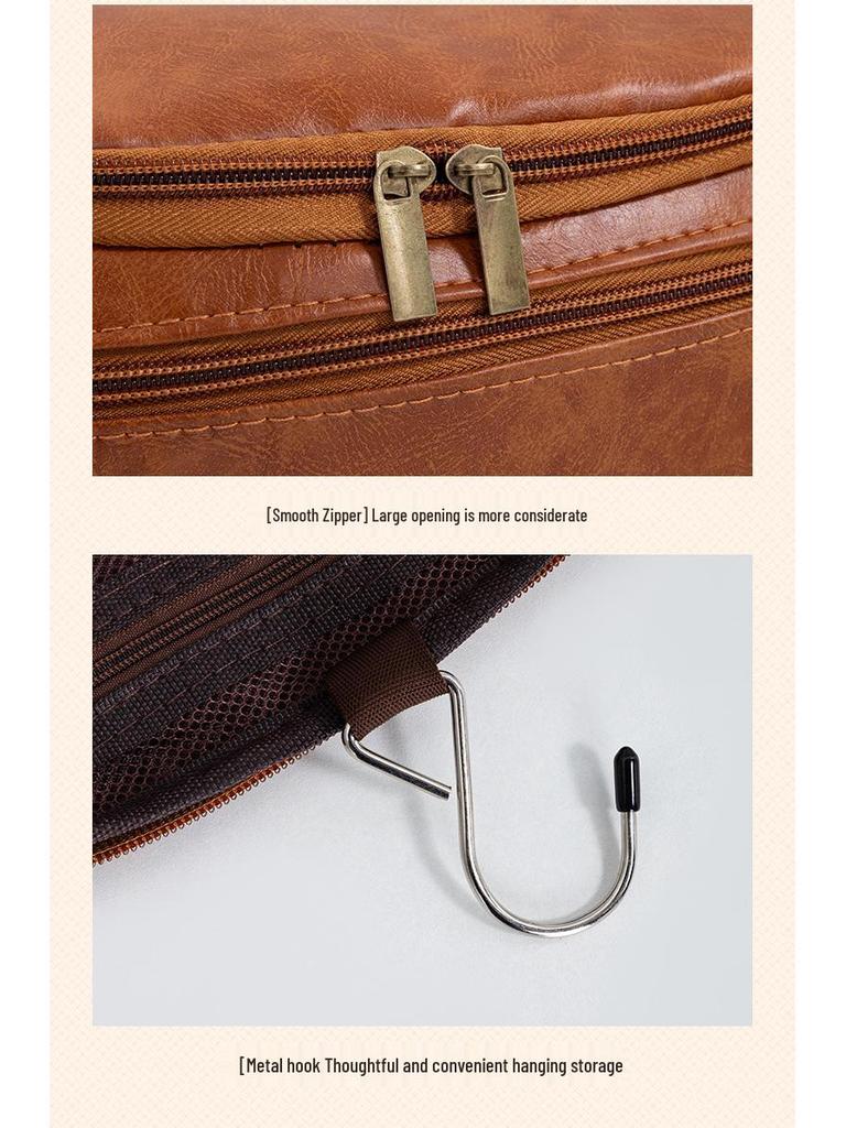 Men's PU Leather Hanging Toiletry Bag – Cross-Border Travel Essentials