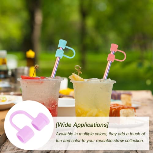 uxcell 12-Pack Purple Straw Cover Caps, Reusable and Dustproof Silicone Straw Covers for 8mm/0.32" OD Drinking Straws.