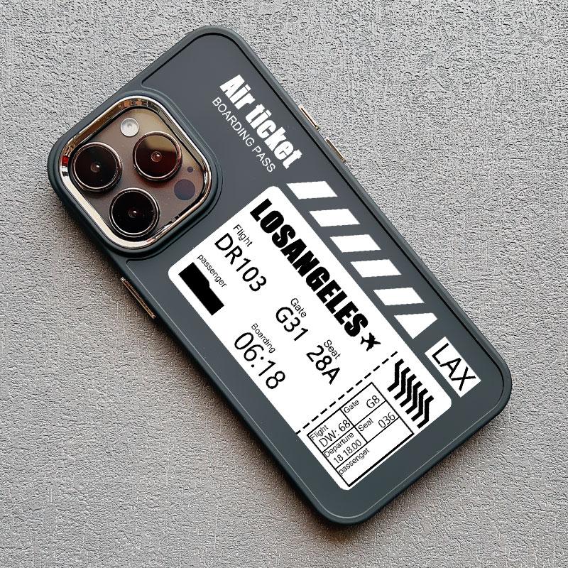 Hot Air Ticket Travel New York London Paris Label Phone Case for iPhone X XS XR 11 12 13 14 15 Pro Max 7 8 Plus Black Soft Cover