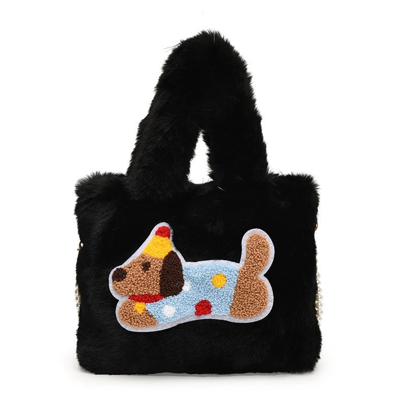 Ielgy Autumn Winter Plush Handbag Fashionable All-Match Cute Bucket Bag Crossbody